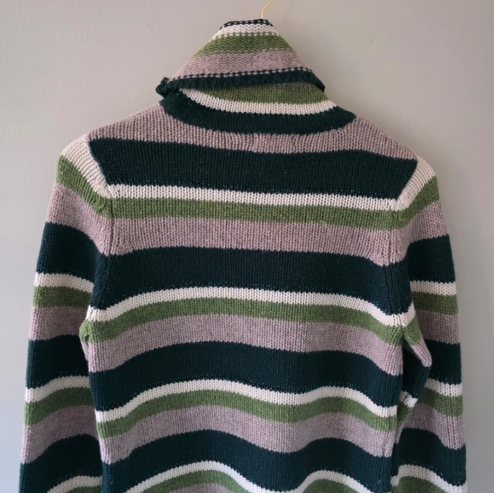 American Eagle M Y2K Preppy Rory Gilmore Striped Lambswool Knit Turtleneck - Picture 11 of 13